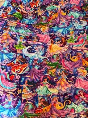 Sugar Swan Disney Princesses Multi-Color Novelty Fabric Panel bamboo crib sheet